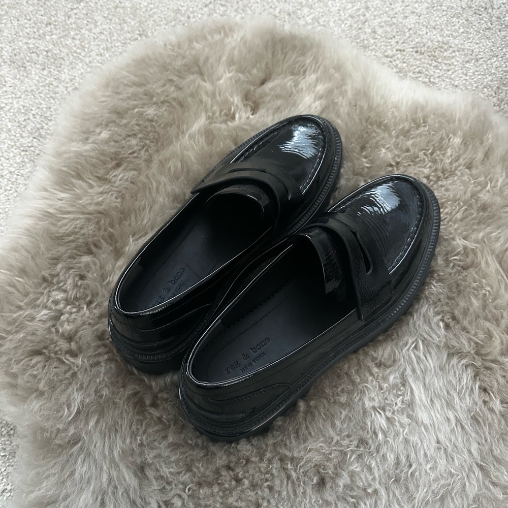 Rag & Bone Black Patent Loafers - Picture 2 of 4